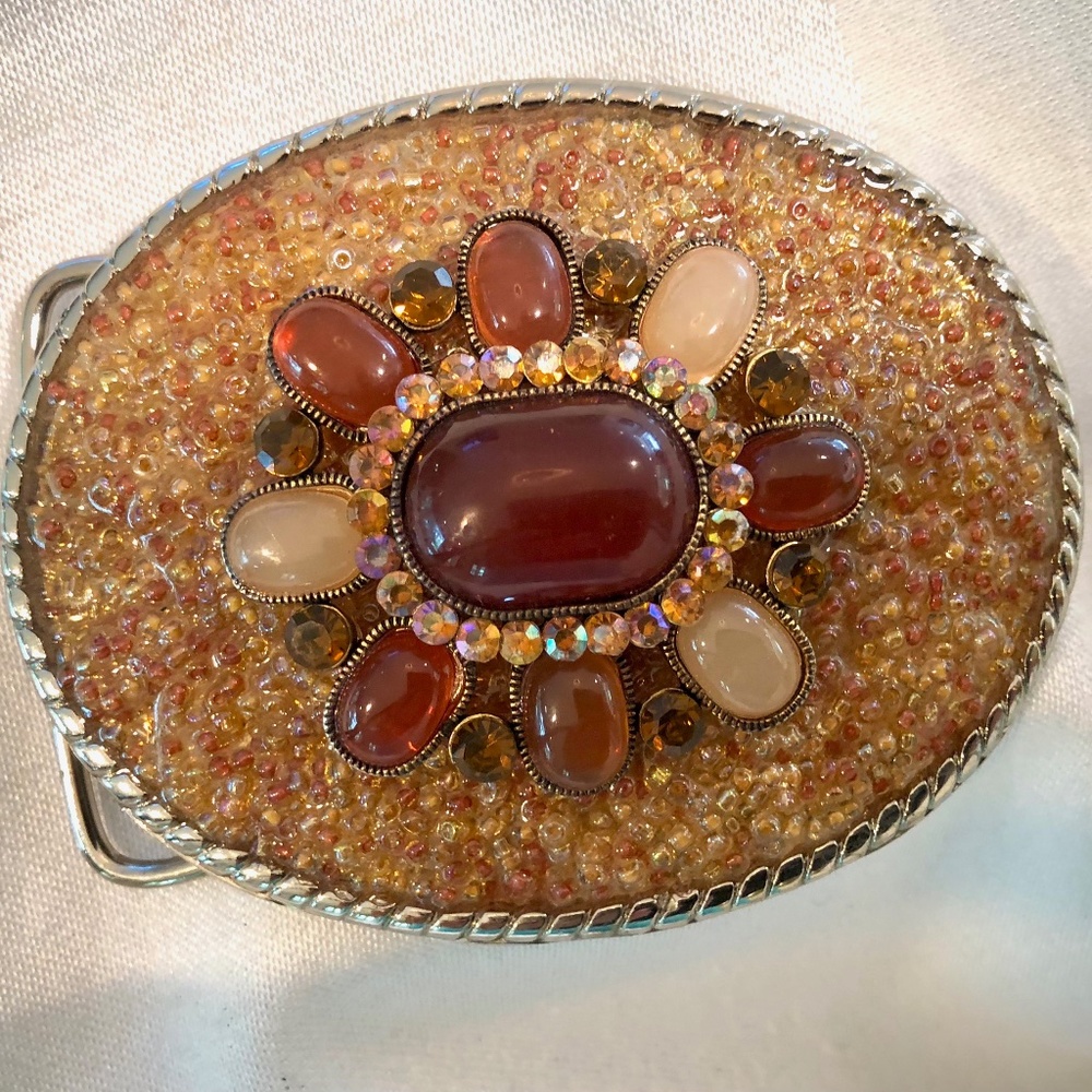 Handmade Multi Color Brown Beads with Pendant Belt Buckle